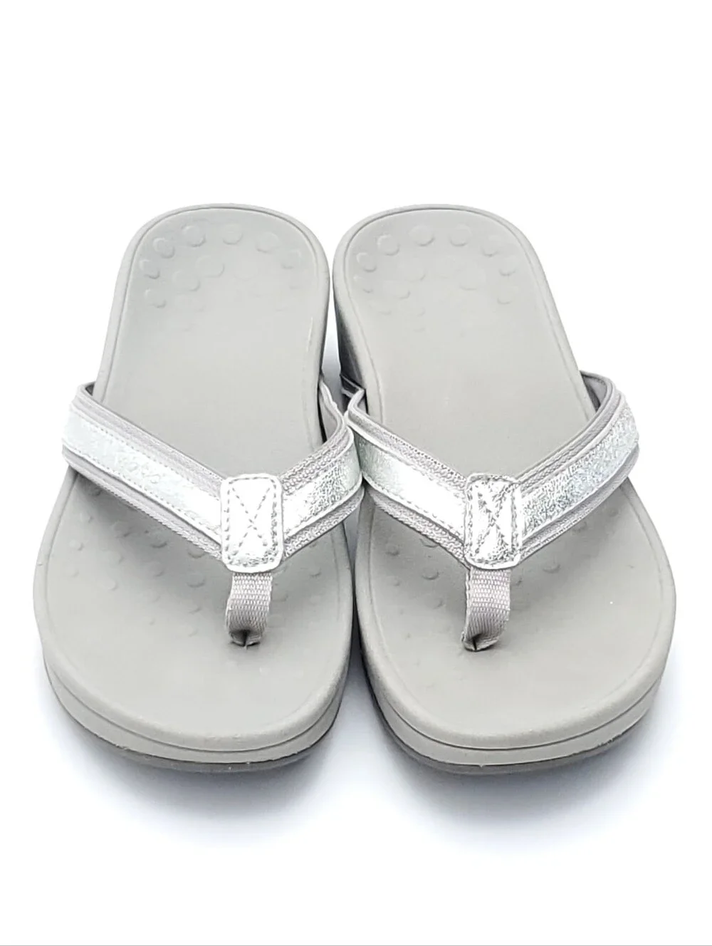 Vionic High Tide Platform Wedge Sandals Silver Metallic Grey Size Womens 9